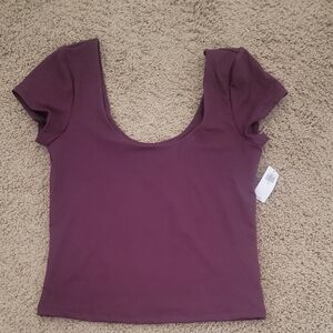 Old Navy Short Sleeve Scoop Neck Top - Plum Purple